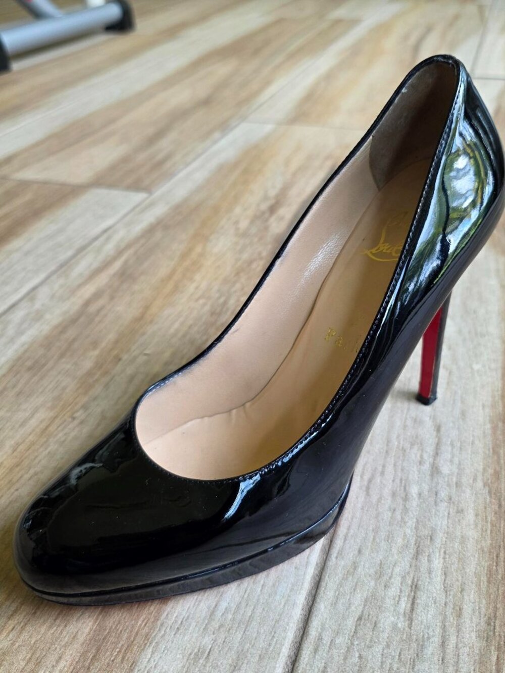 Christian Louboutin Simple Black Patent Shoes. Eur. 38.5